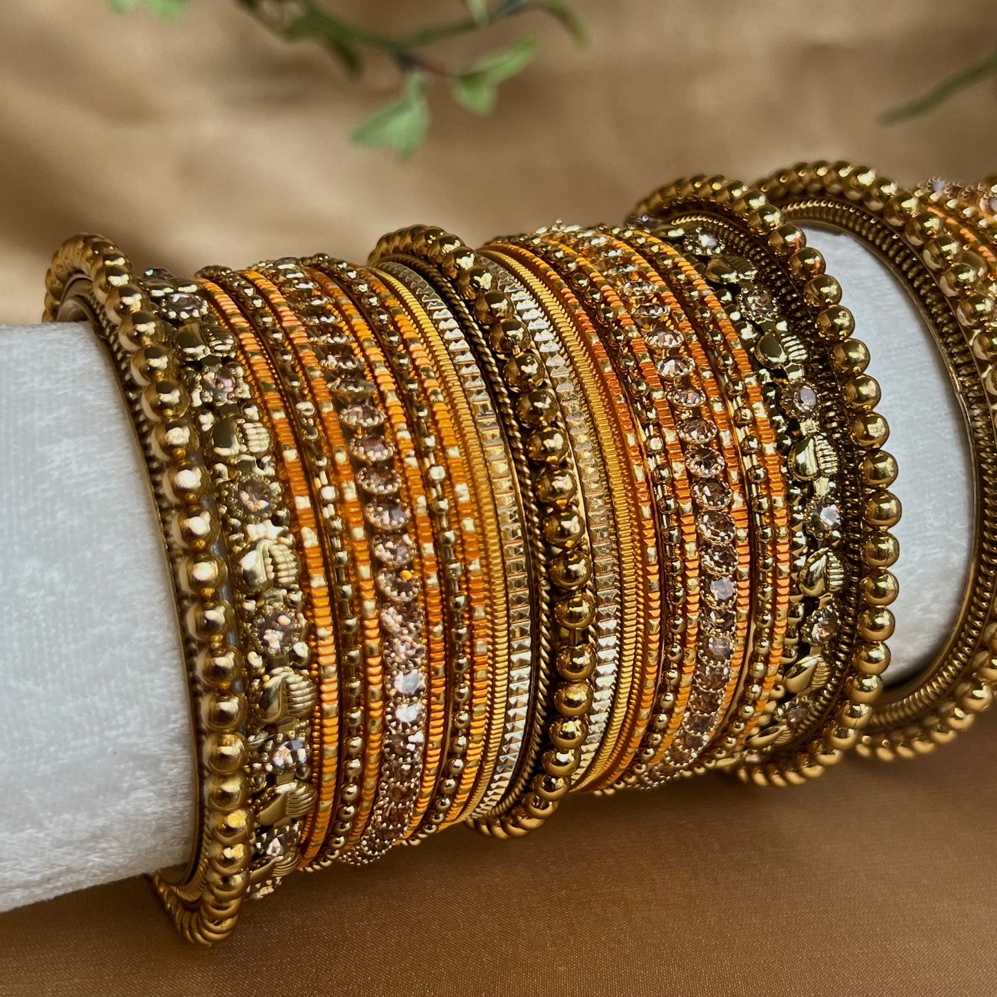Orange/Golden Bangle Set/Indian/ Pakistani/Jewelley/ Fashion Bracelet/Mendhi Party