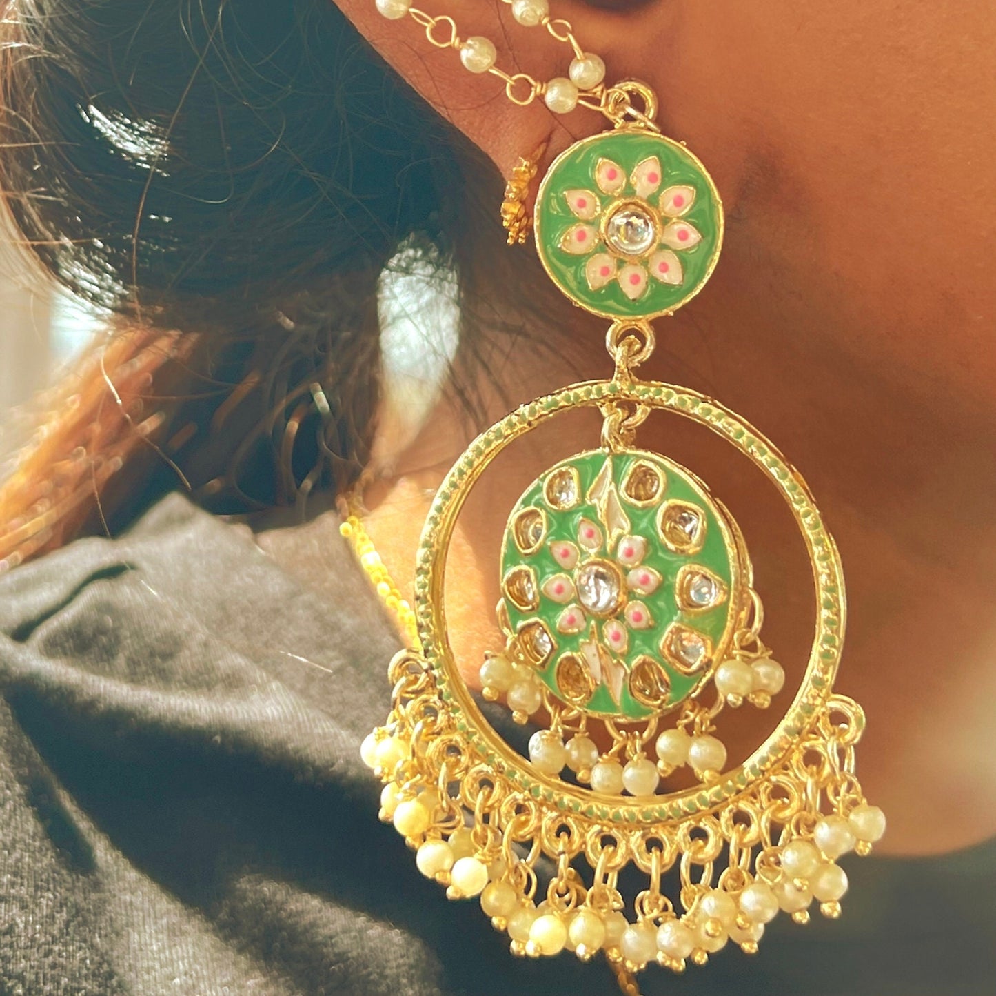 Meenakari Hand Painted Earring Indian Style Earring/ Pakistani Fashion/Party Earring. Gift for women