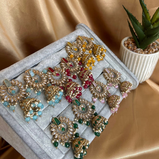 Blue- Crystal Jhumka Earrings