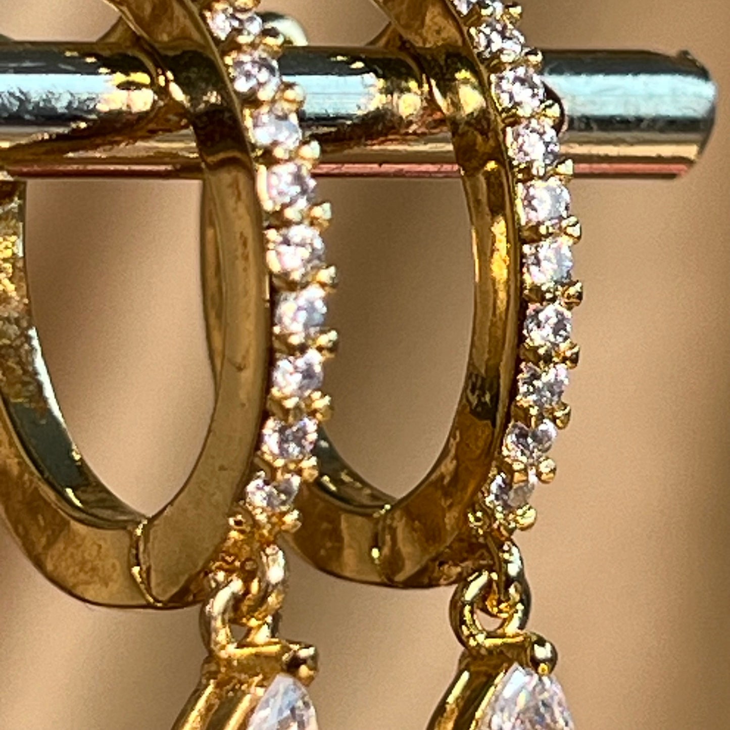 Elegant Crystal Earrings - Gold  Hoop Diamond Earring Recption/Civil Wedding/ Party Earring. Gift for women/ Fashion Jewellery/Sophisticated