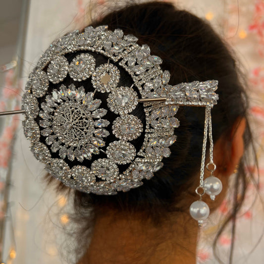 Metal Crystal Hair Accessory- Clear/ Unique Style/ Indian/ Pakistani/Fashion Jewellery/ Gift for Women