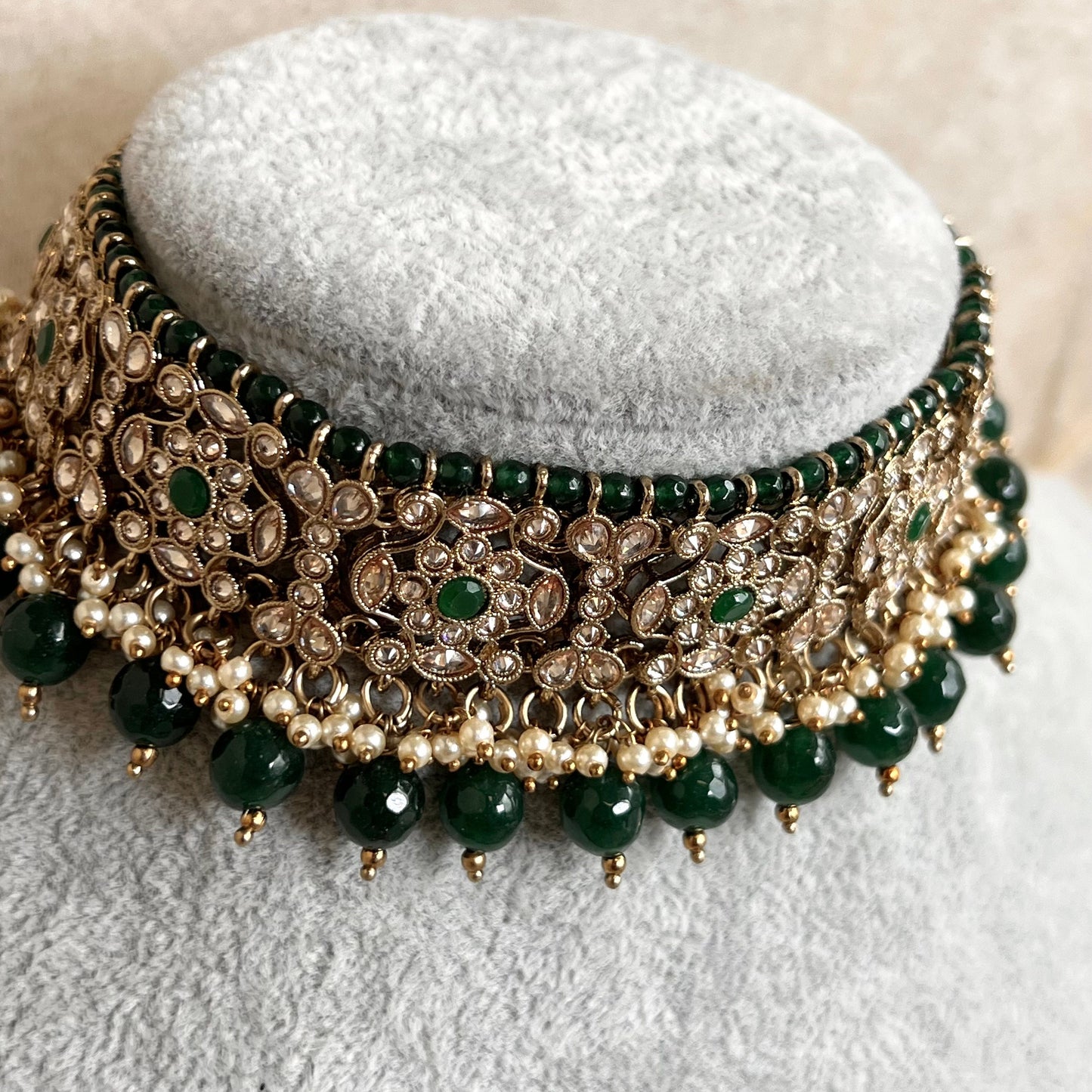 Green Choker Set Earring/ Tikka/ Tikli/ Indian/ Pakistani/Fashion Jewellery/ Gift for Women