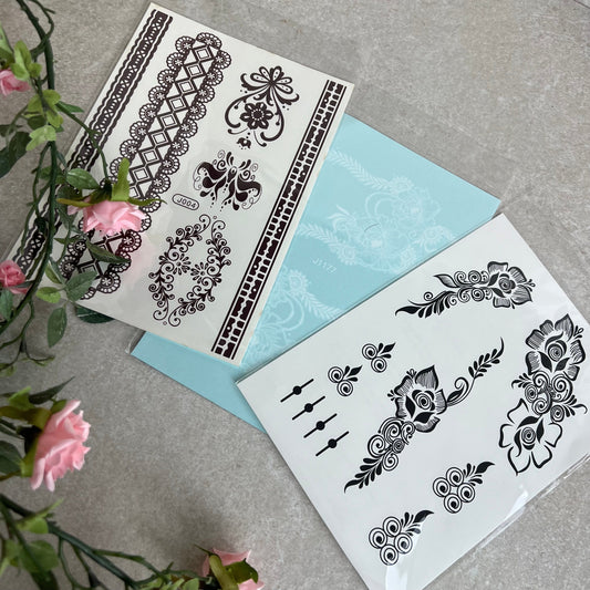 Black Henna Temporary Tattoo! Mendhi Sticker/ Henna  Lace transfer NEW henna Hand Arm Tattoo Mehandi Sticker Art Temporary