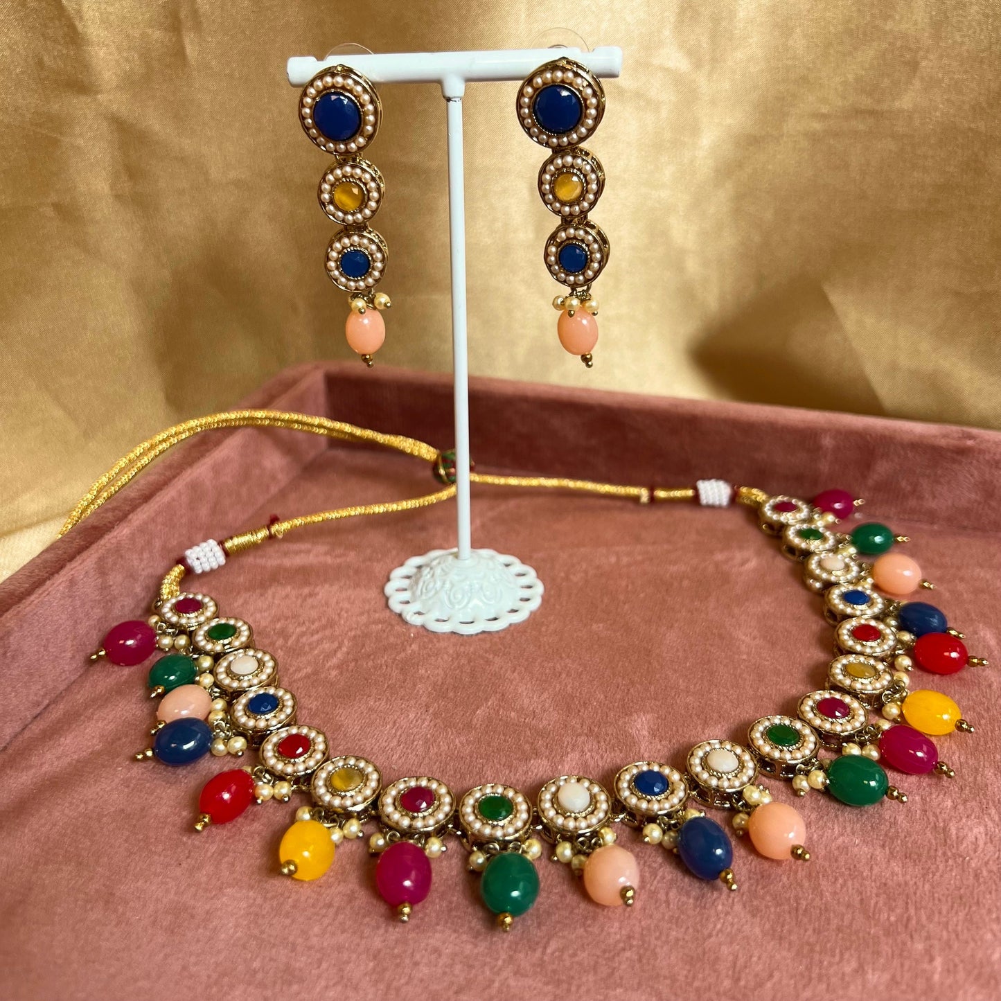 Multi Colour Necklace Set Earring/ Indian/ Pakistani/Fashion Jewellery/ Gift for Women