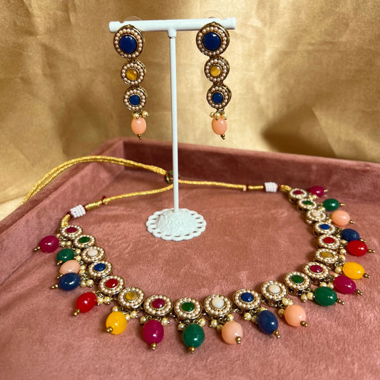 Multi Colour Necklace Set Earring/ Indian/ Pakistani/Fashion Jewellery/ Gift for Women