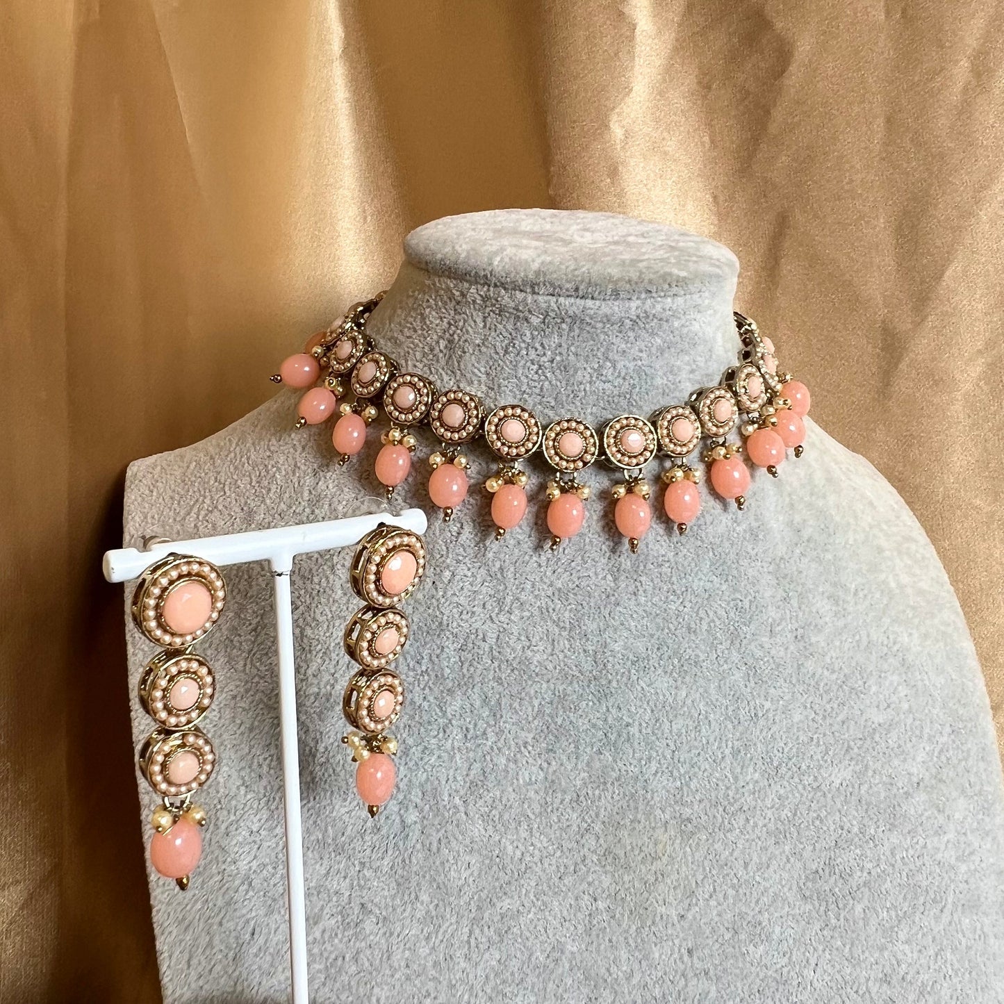 Peach Necklace Set Earring/ Indian/ Pakistani/Fashion Jewellery/ Gift for Women