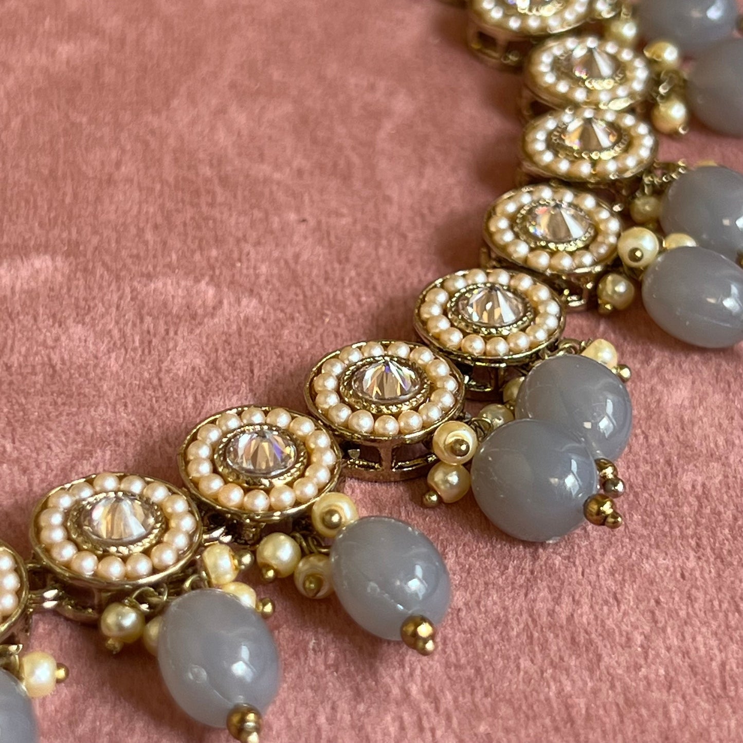 Grey Necklace Set Earring/ Indian/ Pakistani/Fashion Jewellery/ Gift for Women