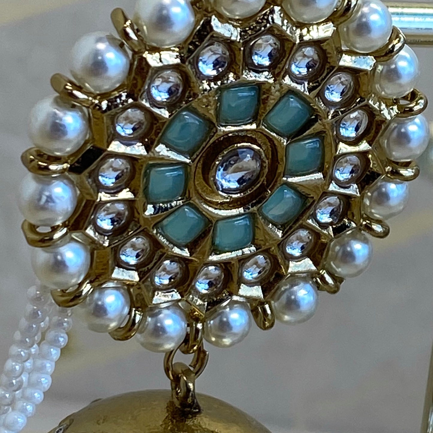 Meenakari/ Indian/ Pakistani Style/Extra Large Blue Jhumka Earrings