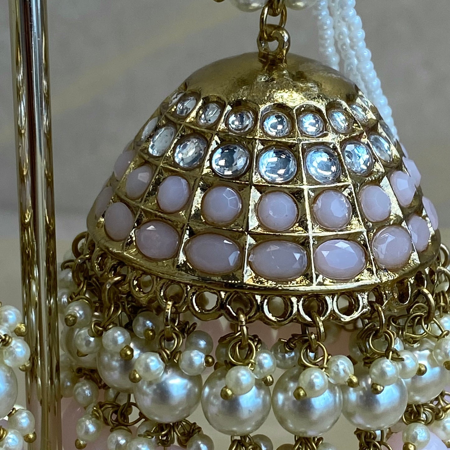 Meenakari/ Indian/ Pakistani Style/Extra Large Pink Jhumka Earrings