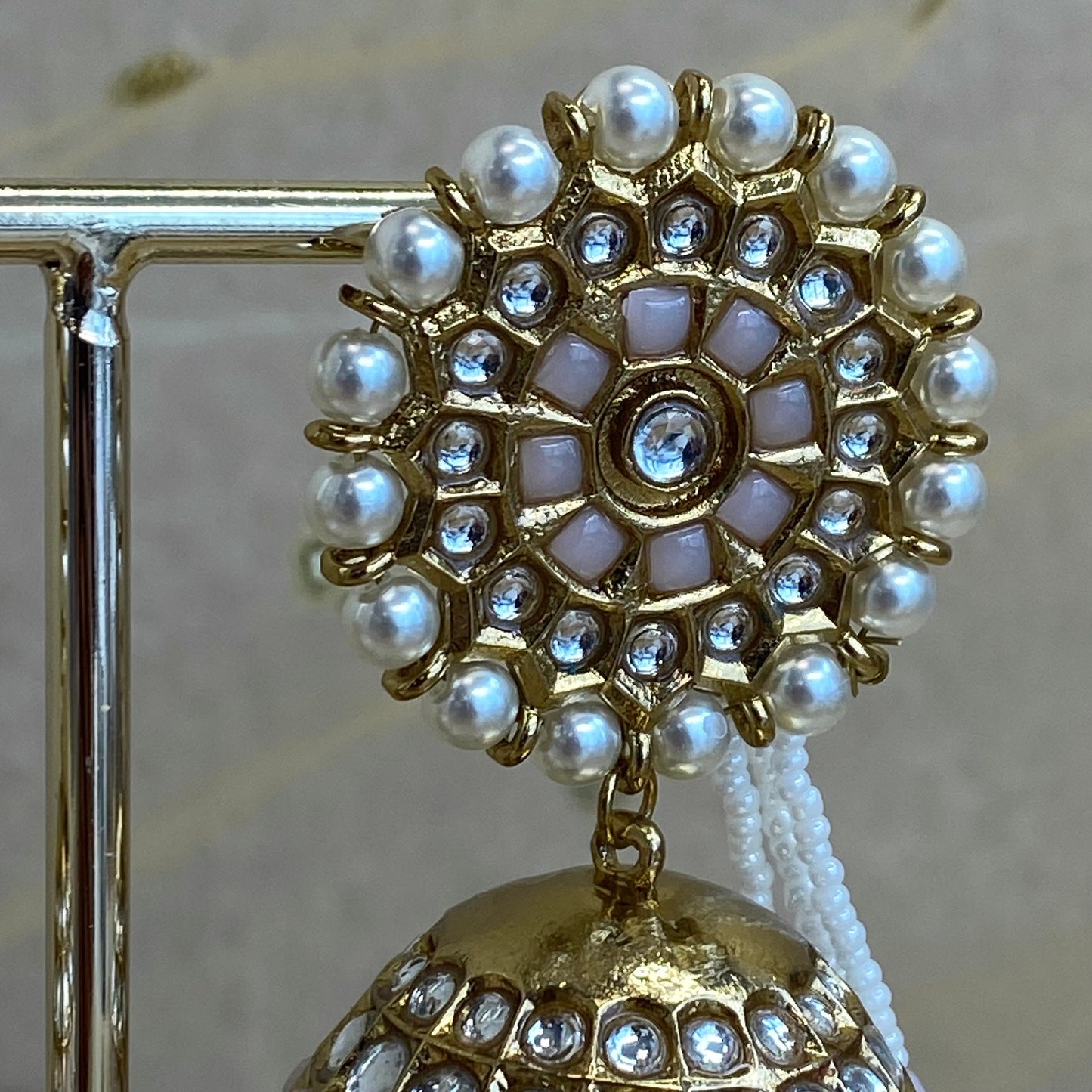 Meenakari/ Indian/ Pakistani Style/Extra Large Pink Jhumka Earrings