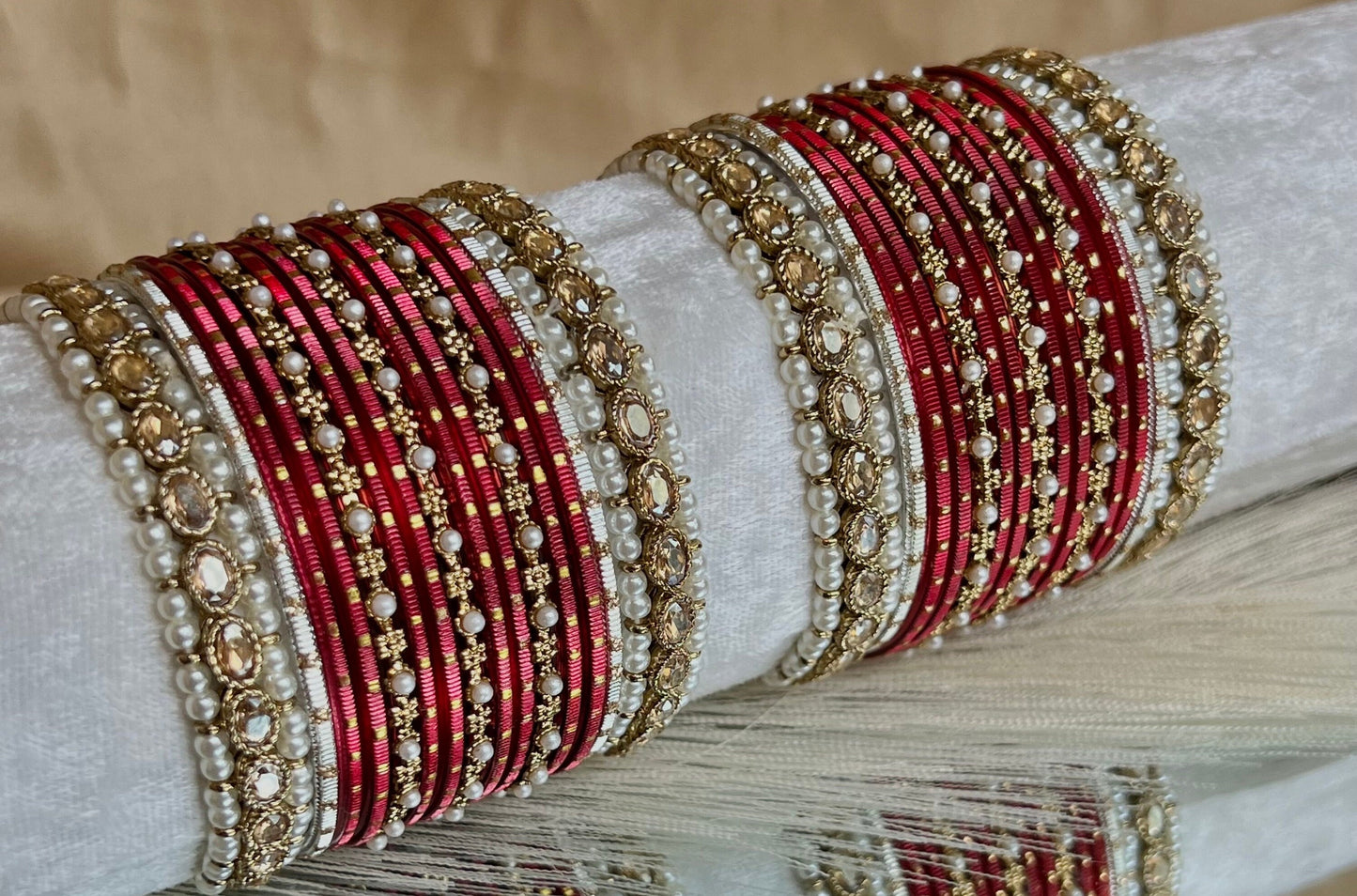 Small Maroon Pearly Bangle Set/Indian/ Pakistani/Jewelley/ Fashion Bracelet