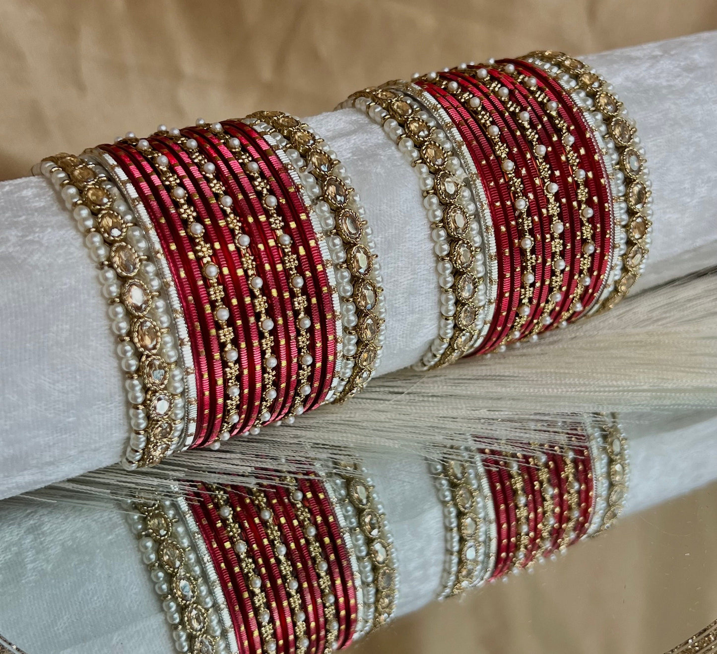 Small Maroon Pearly Bangle Set/Indian/ Pakistani/Jewelley/ Fashion Bracelet