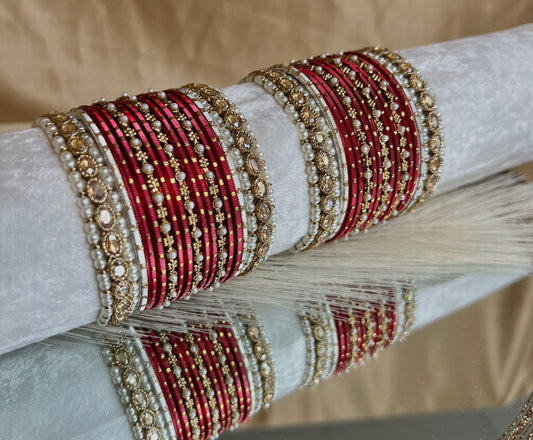 Small Maroon Pearly Bangle Set/Indian/ Pakistani/Jewelley/ Fashion Bracelet
