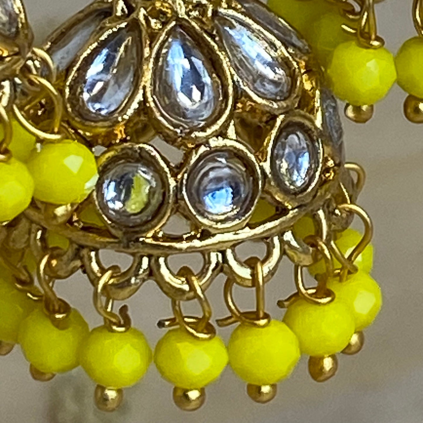 Large Gold Jhumka detail Earring - Yellow/ Fashion Jewellery/ Gift for Women/Indian/Pakistani style