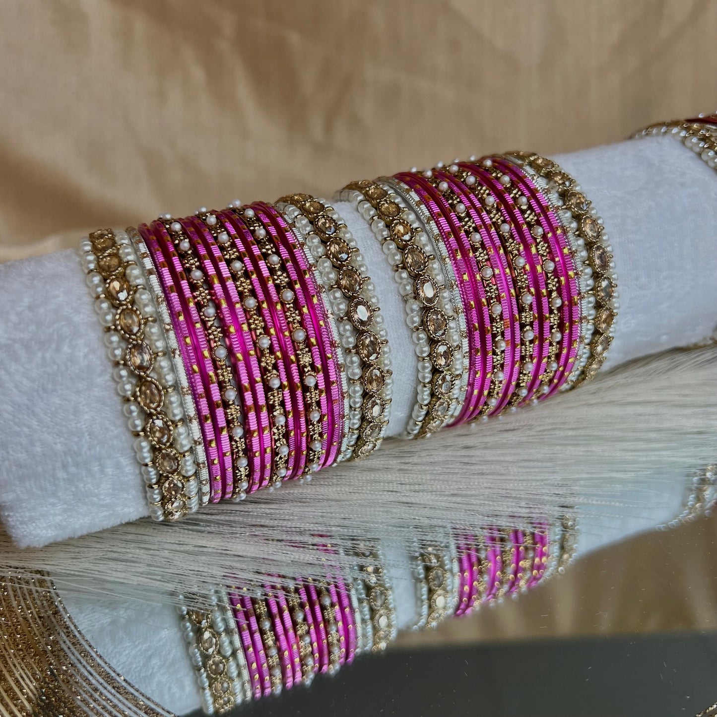 Small Pink Pearly Bangle Set/Indian/ Pakistani/Jewelley/ Fashion Bracelet