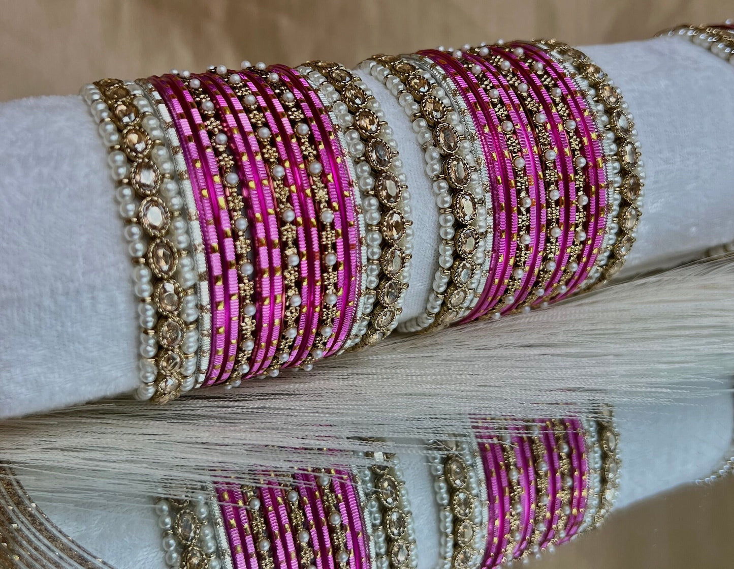 Small Pink Pearly Bangle Set/Indian/ Pakistani/Jewelley/ Fashion Bracelet
