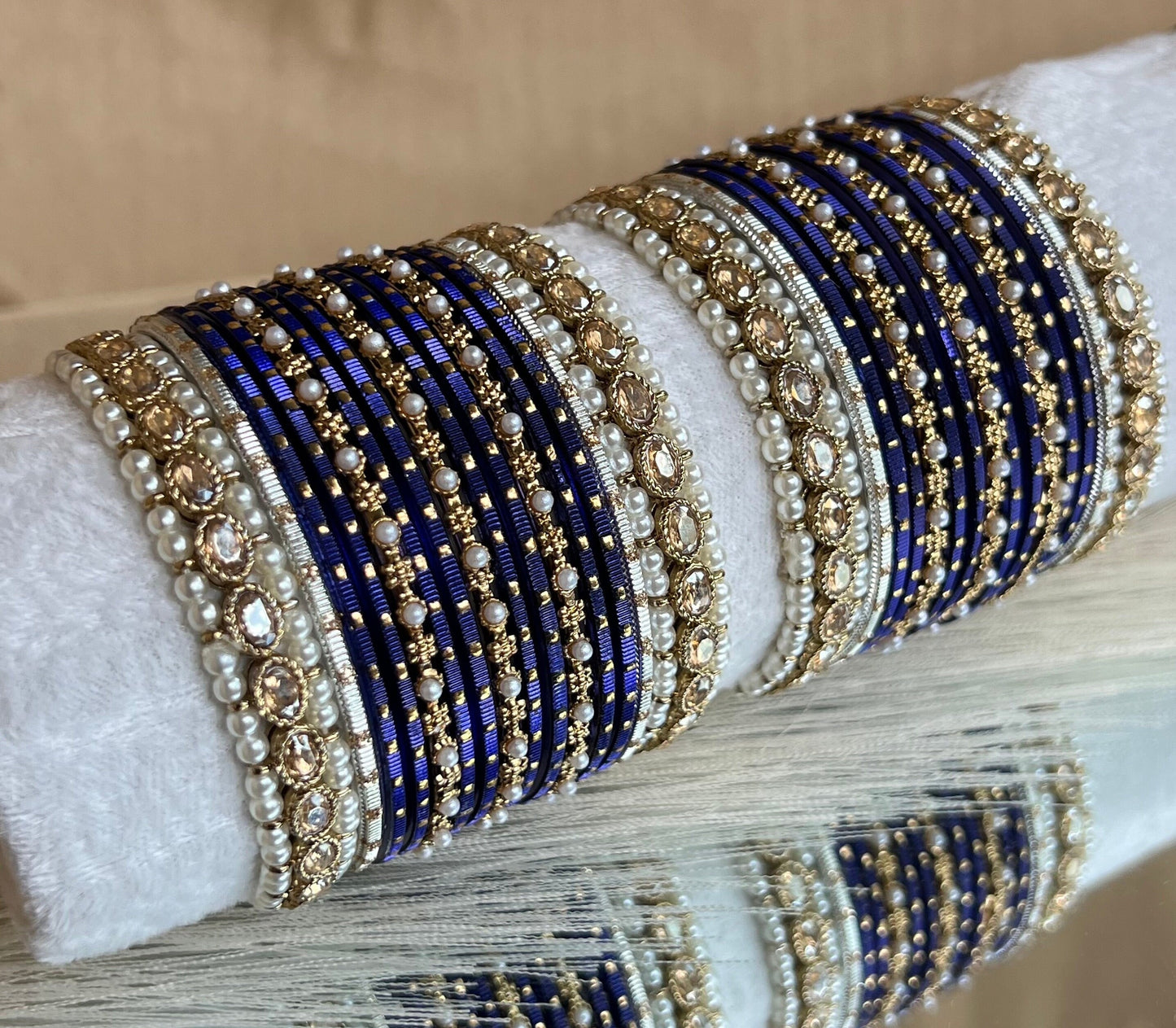 Small Navy Pearly Bangle Set/Indian/ Pakistani/Jewelley/ Fashion Bracelet