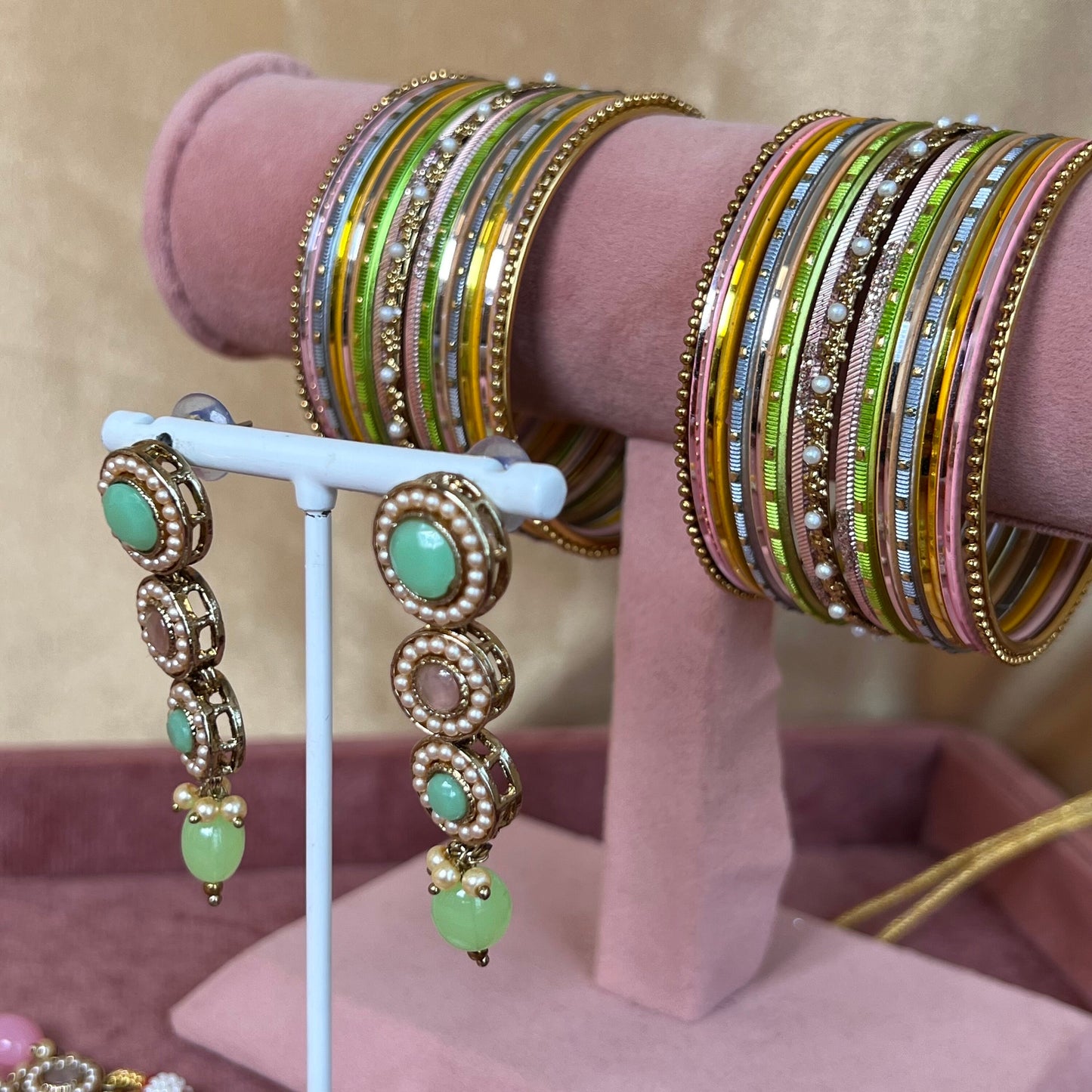 Pastel Necklace, Earring and Bangles/Earring/ Tikka/ Tikli/ Indian/ Pakistani/Fashion Jewellery/ Gift for Women