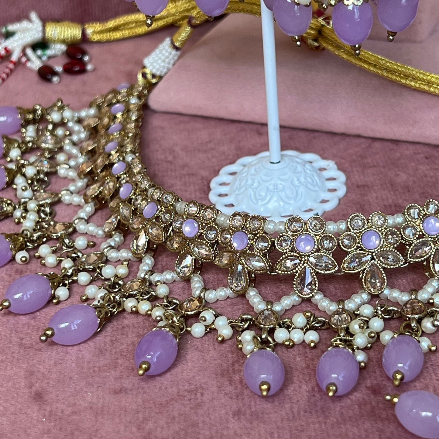 Lilac Choker set and Bangles