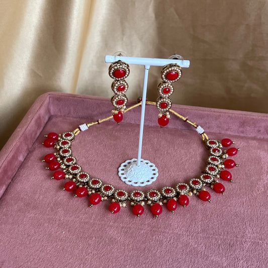 Red Necklace Set Earring/  Indian/ Pakistani/Fashion Jewellery/ Gift for Women