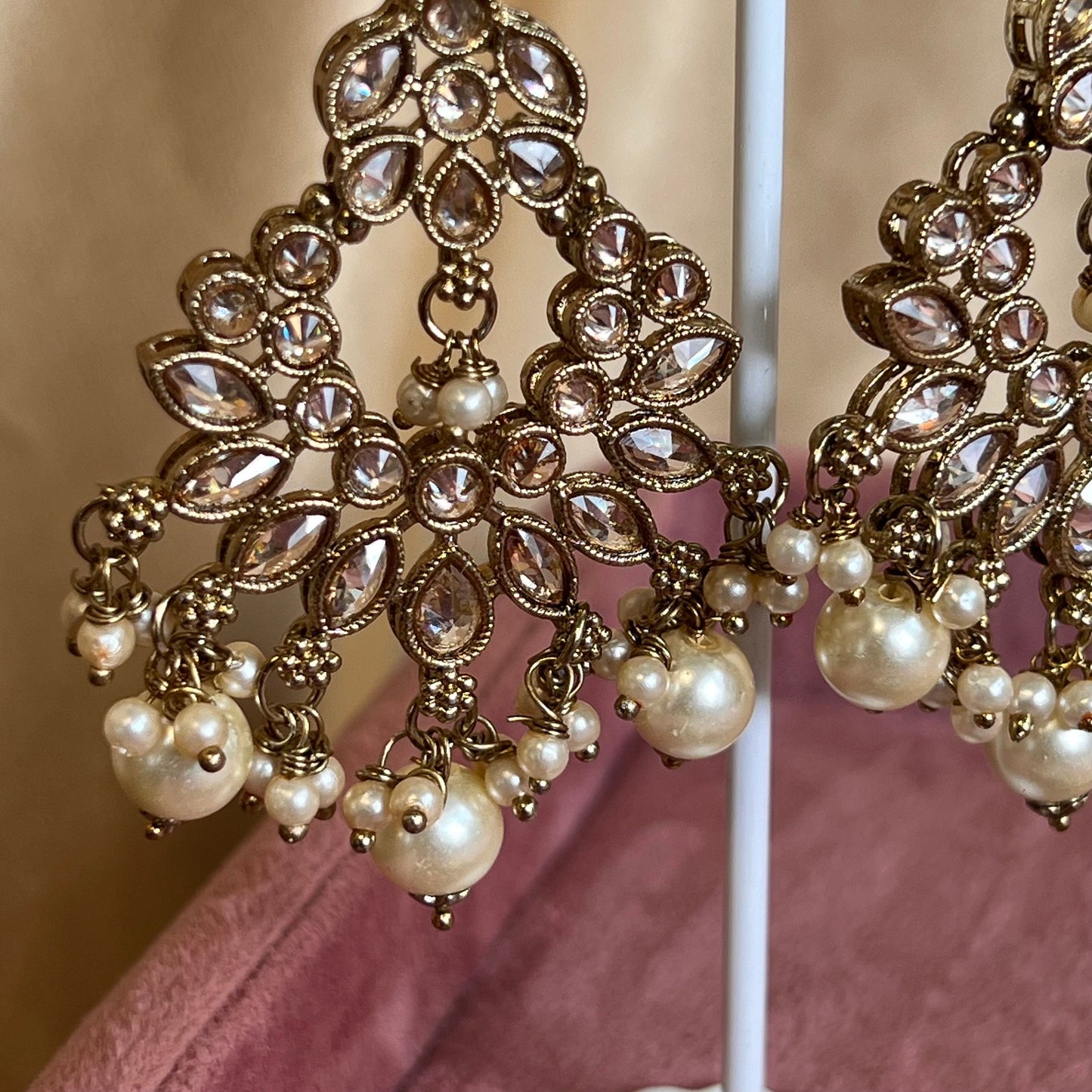 Champagne Earring and Tikka set/Flat Earring Indian/ Pakistani Style/ Tikli