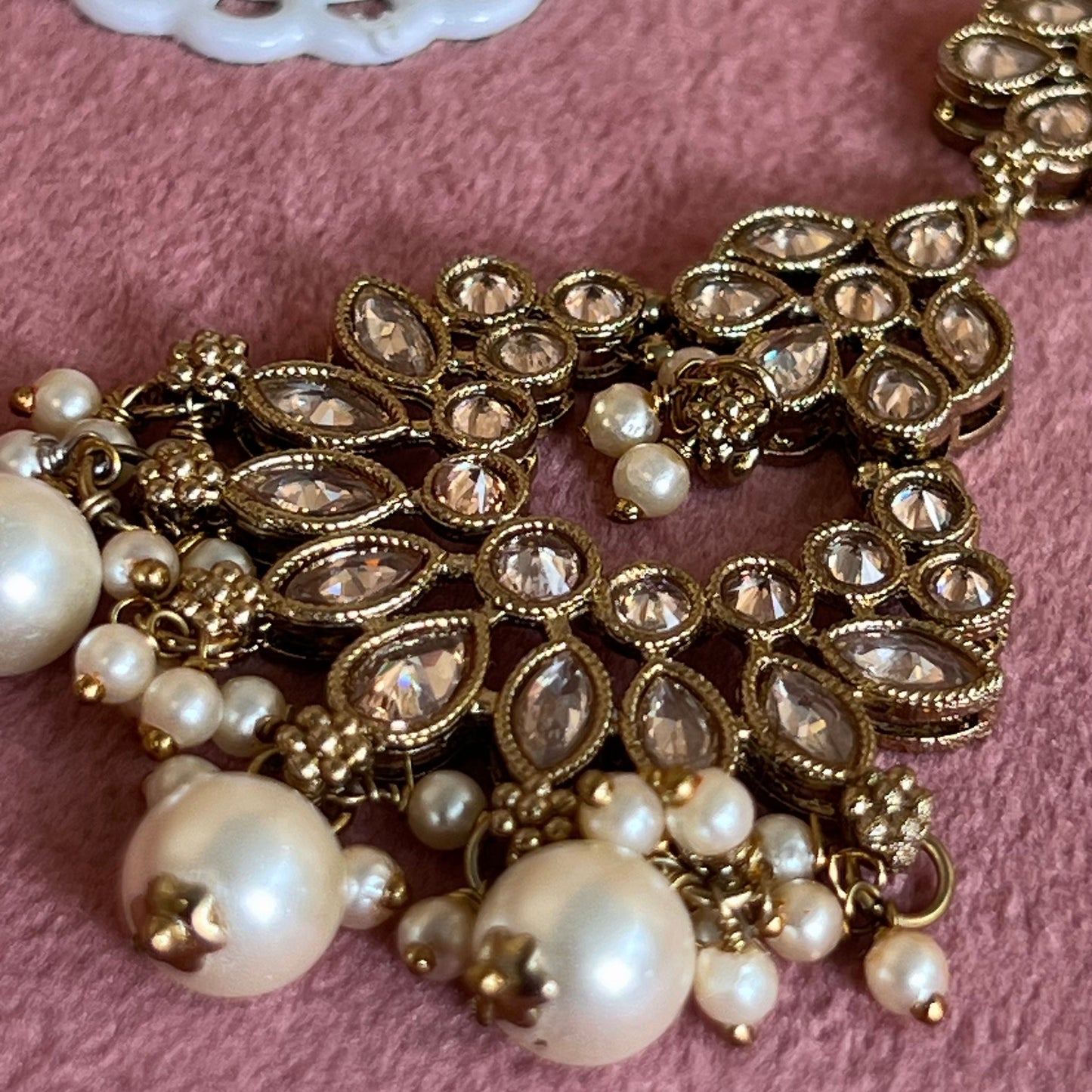 Champagne Earring and Tikka set/Flat Earring Indian/ Pakistani Style/ Tikli