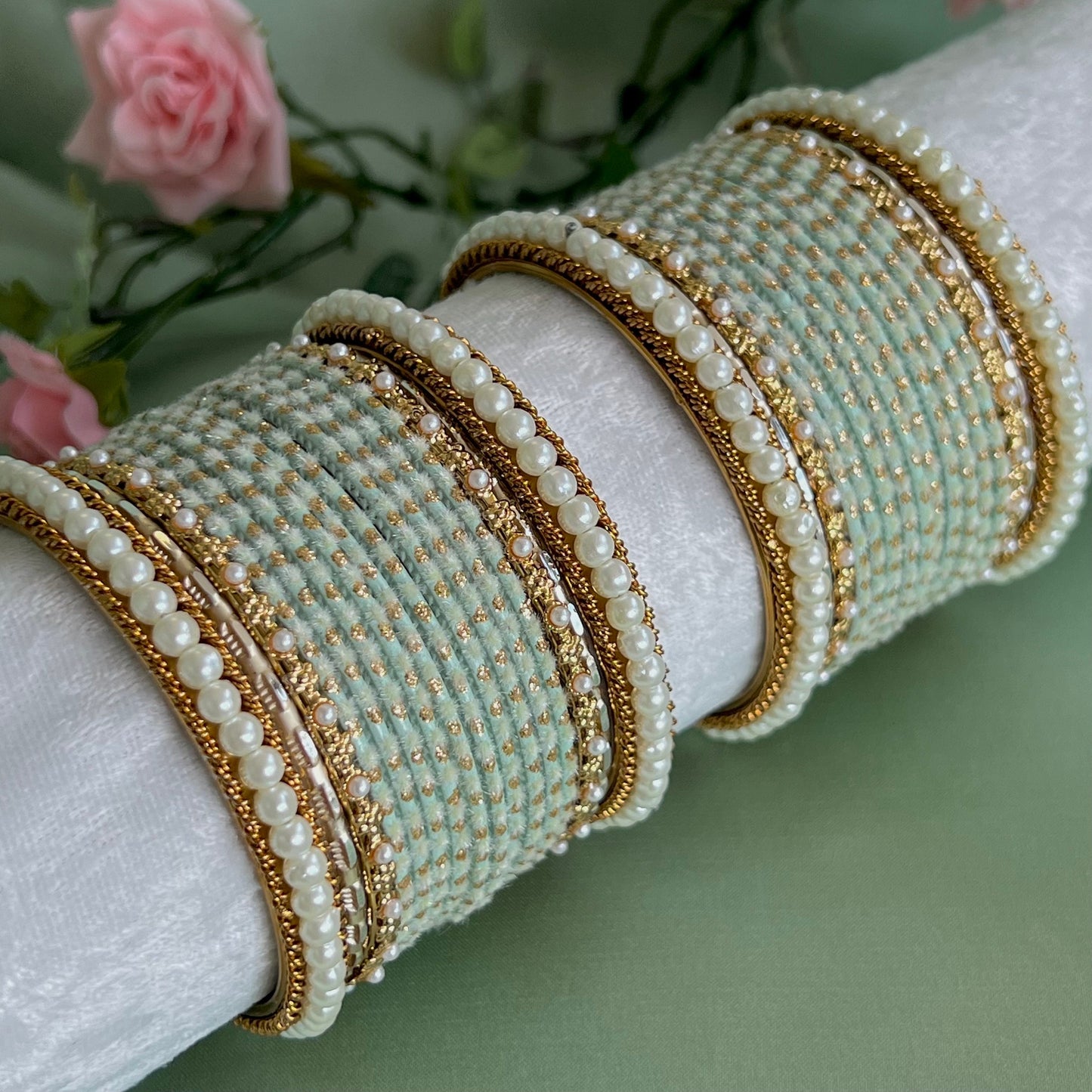 Small Mint Velvet Bangle Set/Indian/ Pakistani/Jewelley/ Fashion Bracelet
