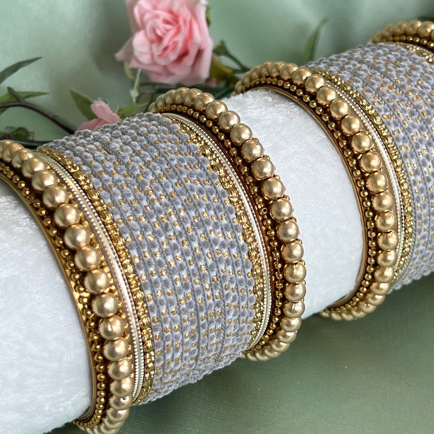 Small Grey Velvet Bangle Set/Indian/ Pakistani/Jewelley/ Fashion Bracelet