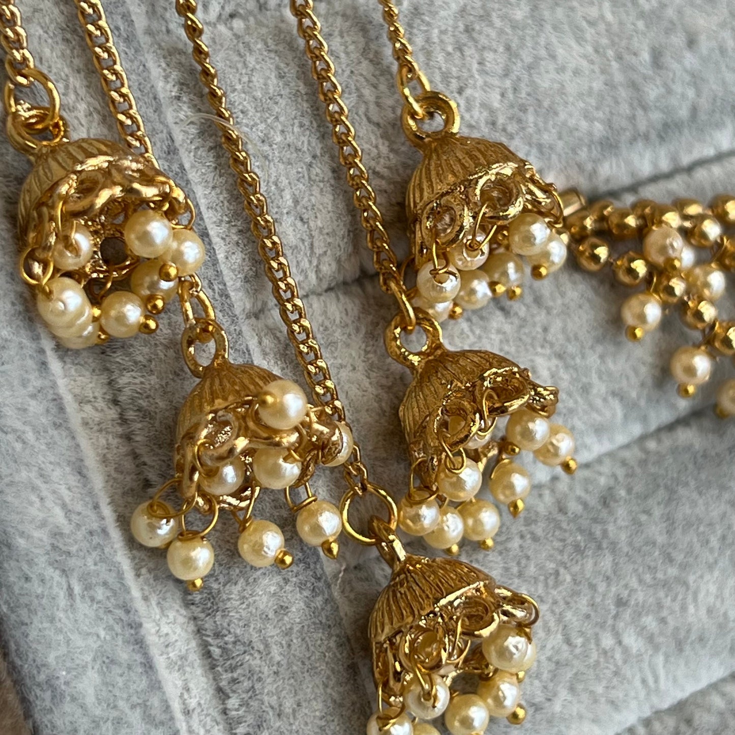 Gold Earrings With Ear Chains/ Fashion Jewellery/ Gift for Women/ Fashion Jewellery/ Gift for Women/Indian/Pakistani style