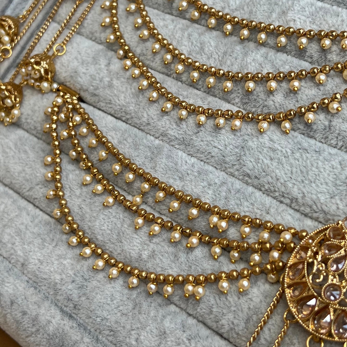 Gold Earrings With Ear Chains/ Fashion Jewellery/ Gift for Women/ Fashion Jewellery/ Gift for Women/Indian/Pakistani style