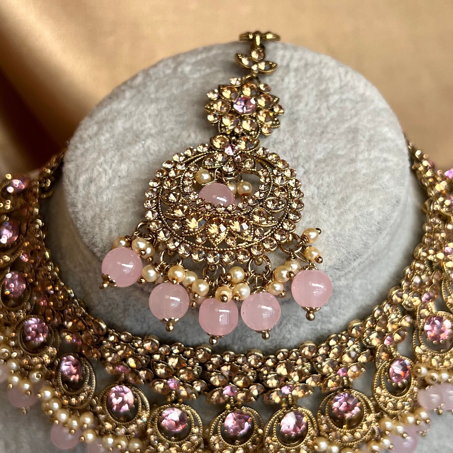 Choker set- Light Pink Earring/ Tikka/ Tikli/ Indian/ Pakistani/Fashion Jewellery/ Gift for Women