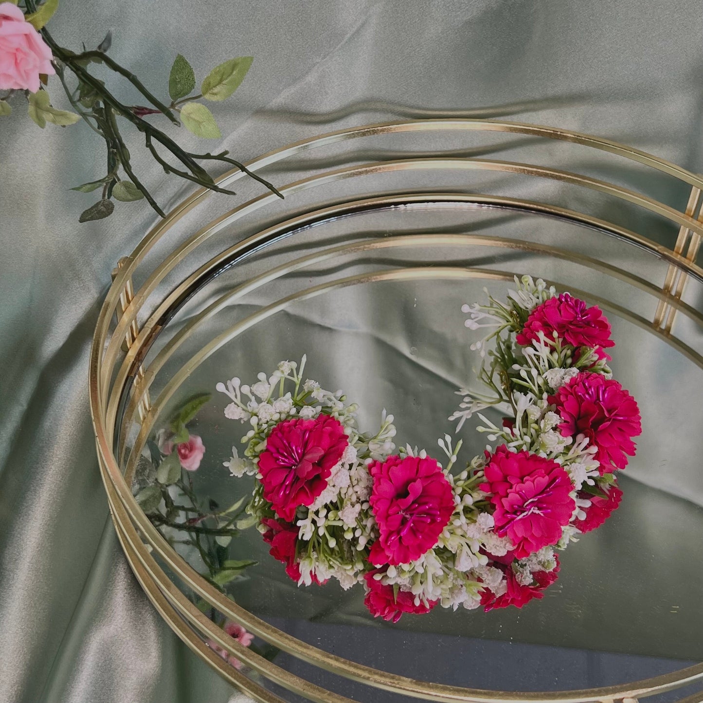 Ladies Floral Bun Gajra Artificial Flower Accessory - Hot Pink/ Unique Style/ Indian/ Pakistani/Fashion Jewellery/ Gift for Women