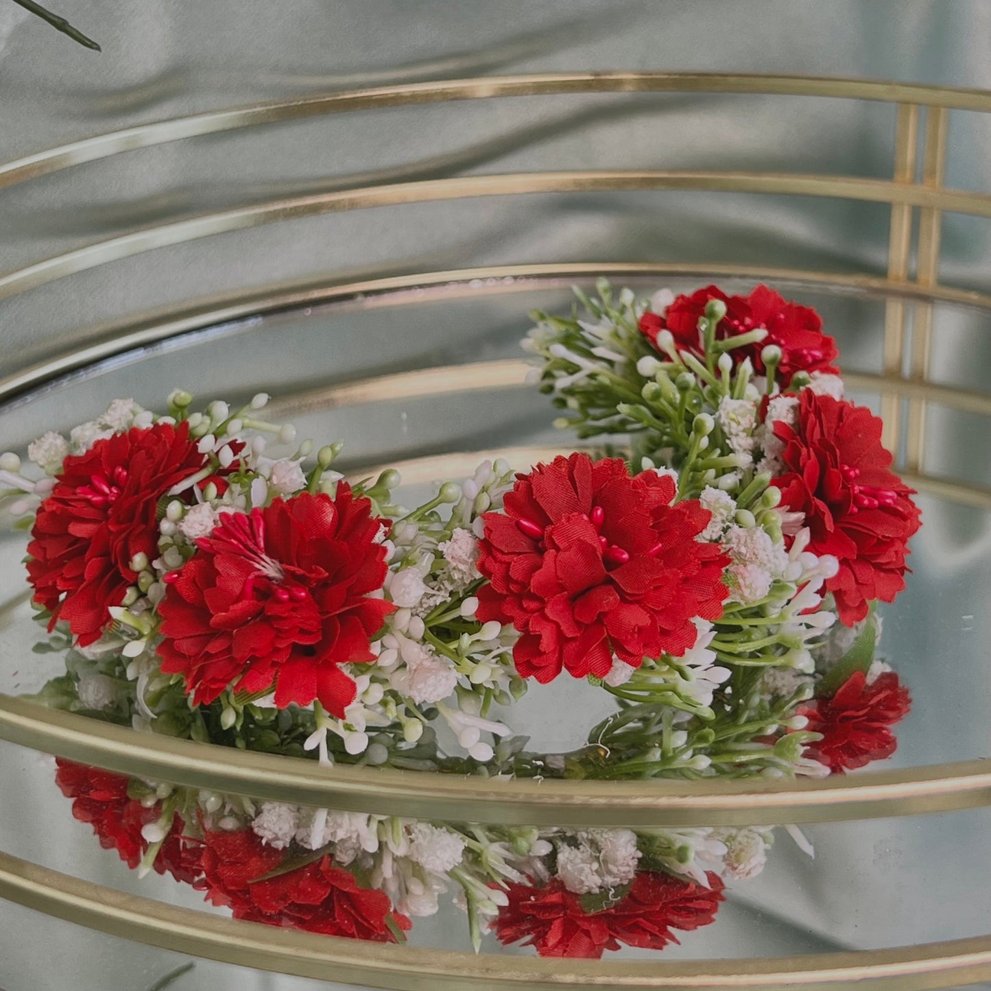 Ladies Floral Bun Gajra Artificial Flower Accessory - Red/ Unique Style/ Indian/ Pakistani/Fashion Jewellery/ Gift for Women