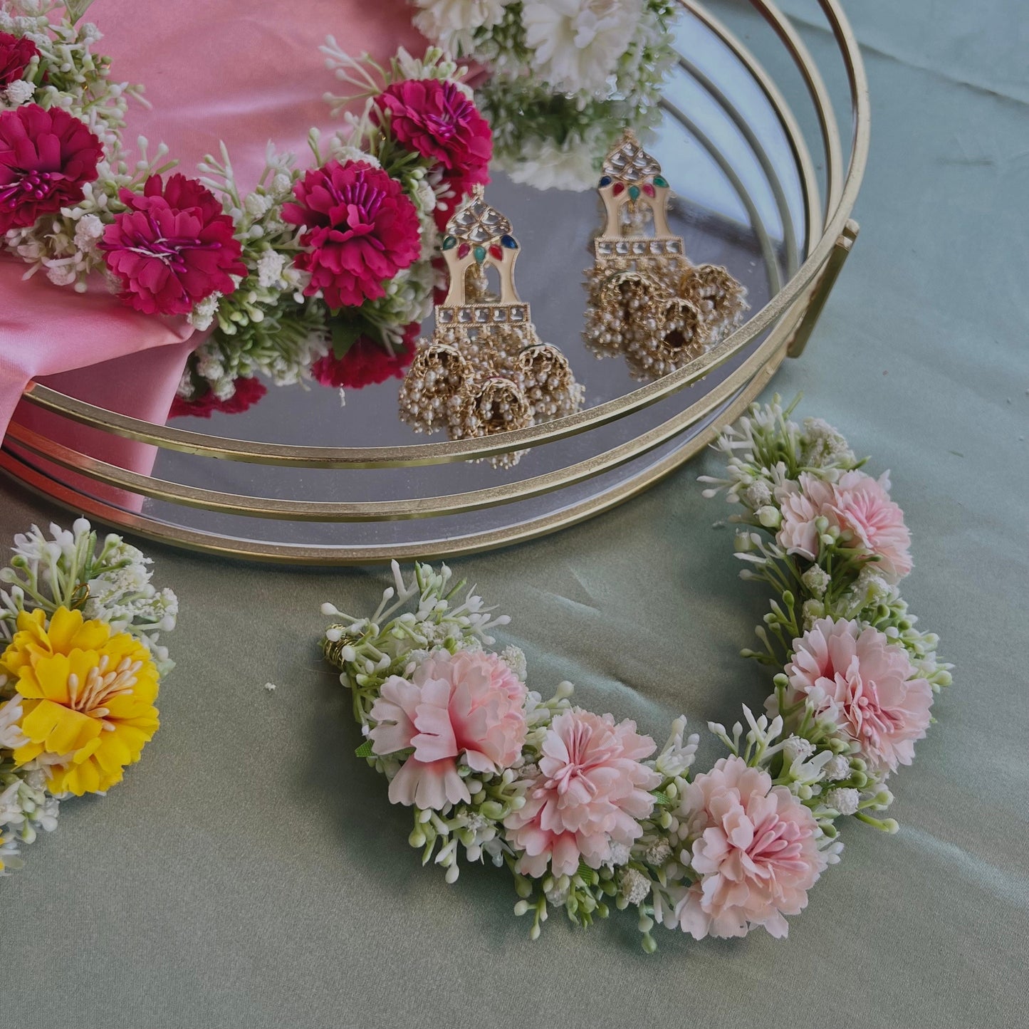 Ladies Floral Bun Gajra Artificial Flower Accessory - Hot Pink/ Unique Style/ Indian/ Pakistani/Fashion Jewellery/ Gift for Women