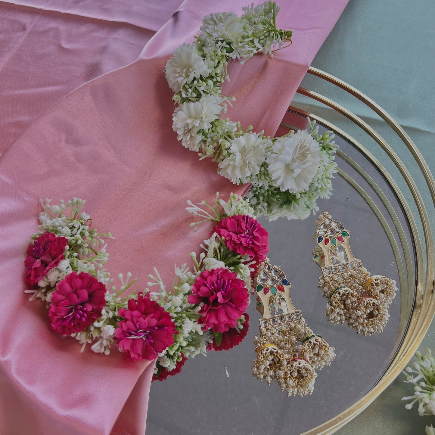 Ladies Floral Bun Gajra Artificial Flower Accessory - Hot Pink/ Unique Style/ Indian/ Pakistani/Fashion Jewellery/ Gift for Women