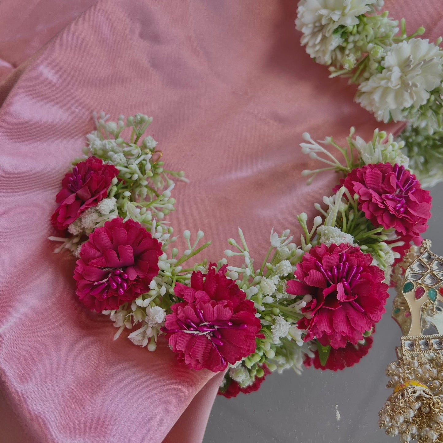 Ladies Floral Bun Gajra Artificial Flower Accessory - Hot Pink/ Unique Style/ Indian/ Pakistani/Fashion Jewellery/ Gift for Women