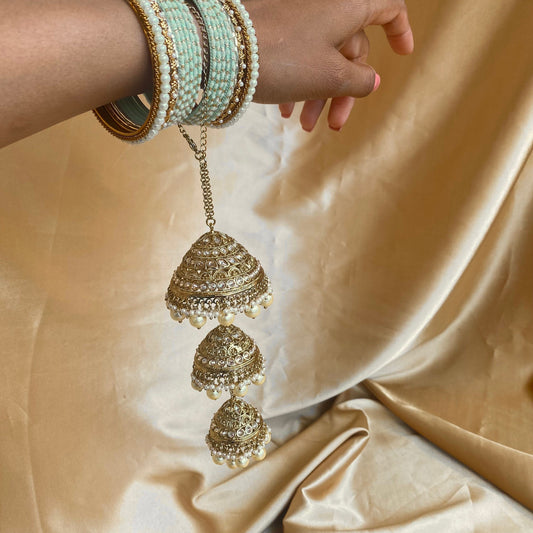 Kaleera (Pair) Antique Gold with Clear Zircon Crystals. Adjustable one size fits all