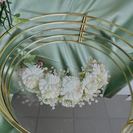 Ladies Floral Bun Gajra Artificial Flower Accessory - Crystal/Flower/ Unique Style/ Indian/ Pakistani/Fashion Jewellery/ Gift for Women