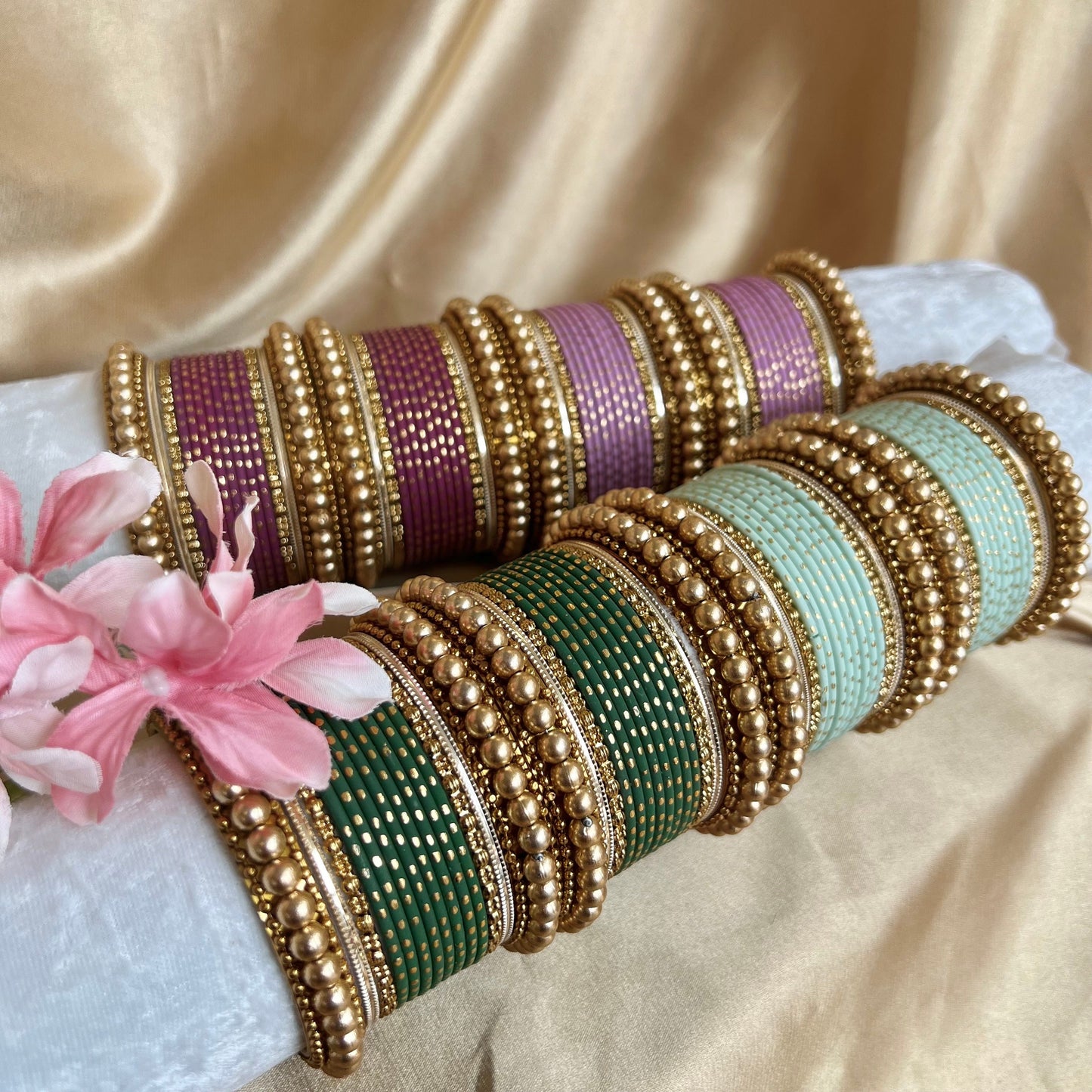 Small Gold Ball Bangle Set- Purple/Indian/ Pakistani/Jewelley/ Fashion Bracelet