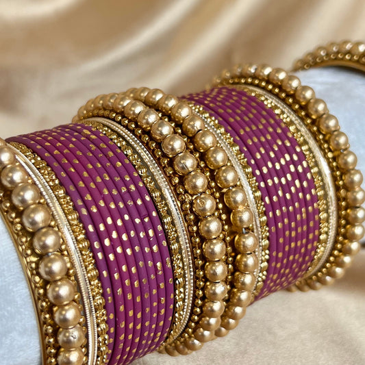 Small Gold Ball Bangle Set- Purple/Indian/ Pakistani/Jewelley/ Fashion Bracelet