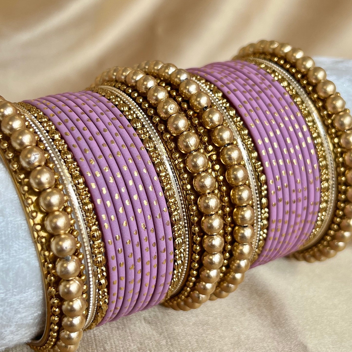 Small Gold Ball Bangle Set-Light Purple/Indian/ Pakistani/Jewelley/ Fashion Bracelet