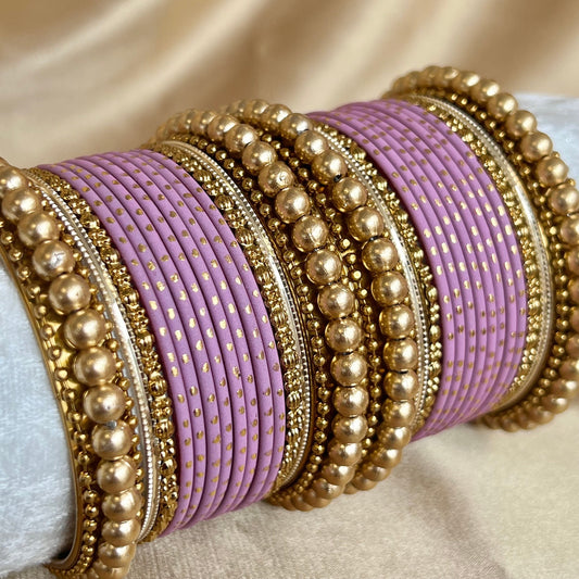 Small Gold Ball Bangle Set-Light Purple/Indian/ Pakistani/Jewelley/ Fashion Bracelet