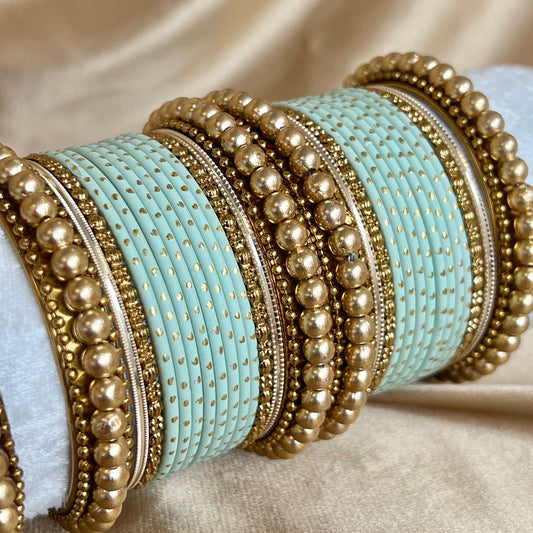 Small Gold Ball Bangle Set- Mint/Indian/ Pakistani/Jewelley/ Fashion Bracelet