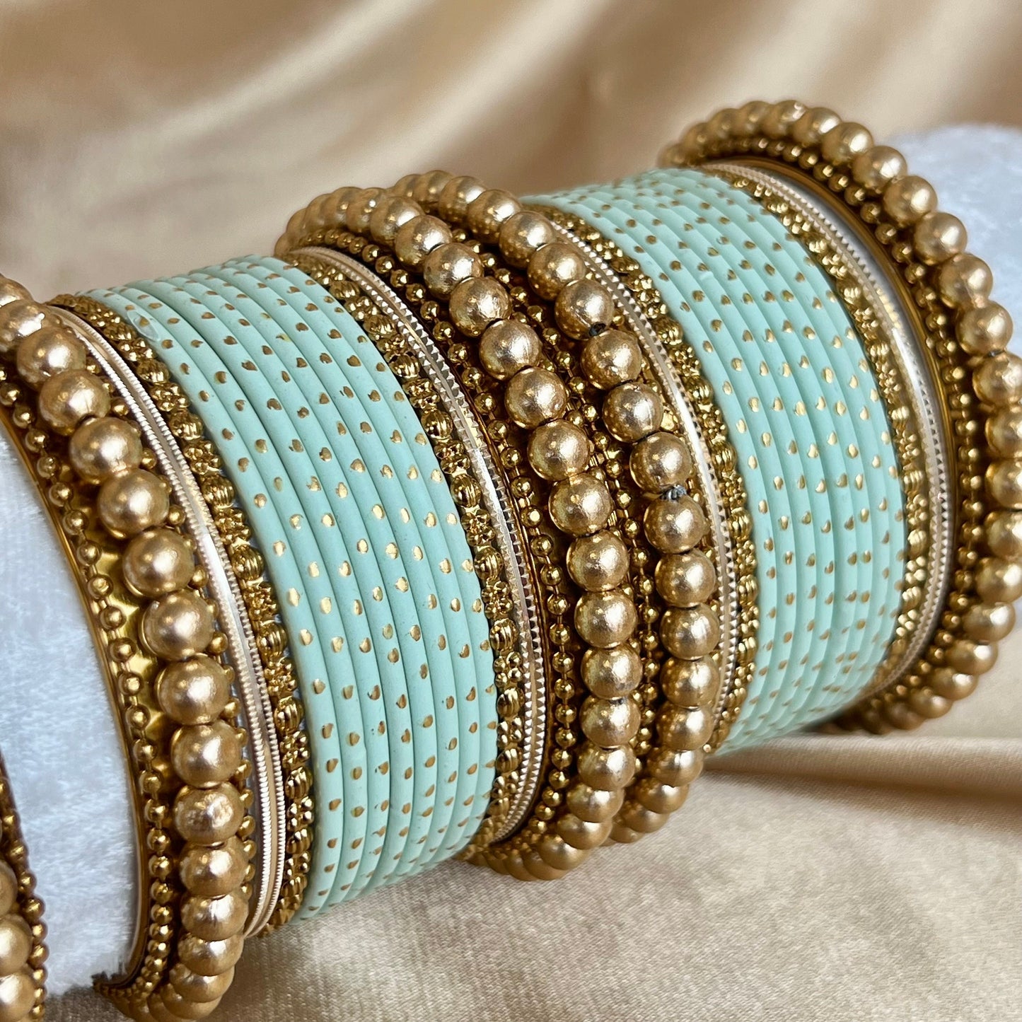 Small Gold Ball Bangle Set- Mint/Indian/ Pakistani/Jewelley/ Fashion Bracelet