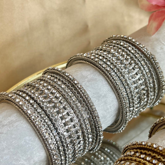 Crystal Bangles - Silver/Indian/ Pakistani/Jewelley/ Fashion Bracelet