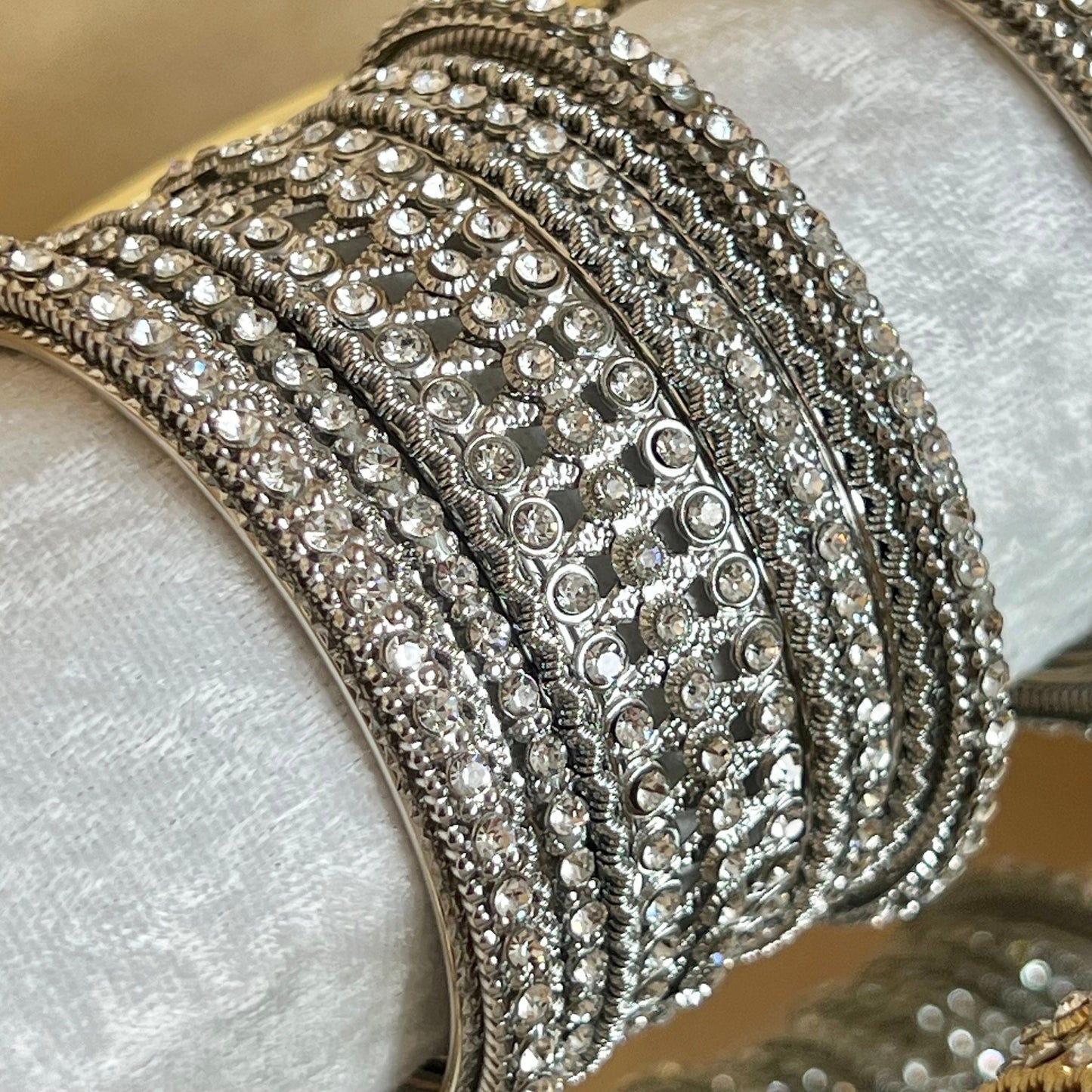 Crystal Bangles - Silver/Indian/ Pakistani/Jewelley/ Fashion Bracelet