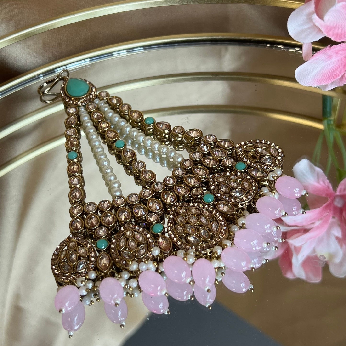 Pastels/Pink & Mint Jhumar/ Passa/ Indian/ Pakistani Style/Headpieces