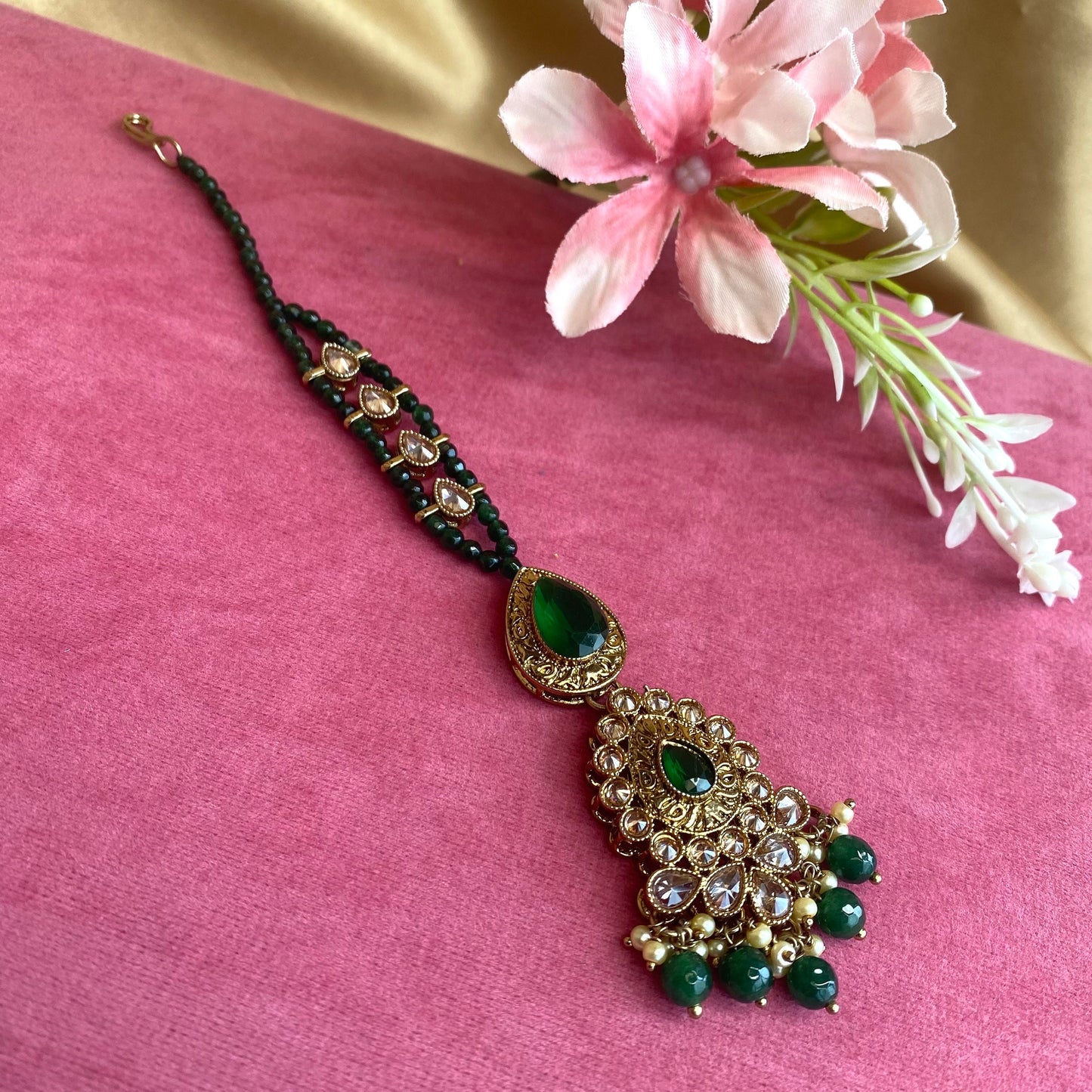 Green Tikka/ Tikli/ Indian/ Pakistani Fashion Jewellery