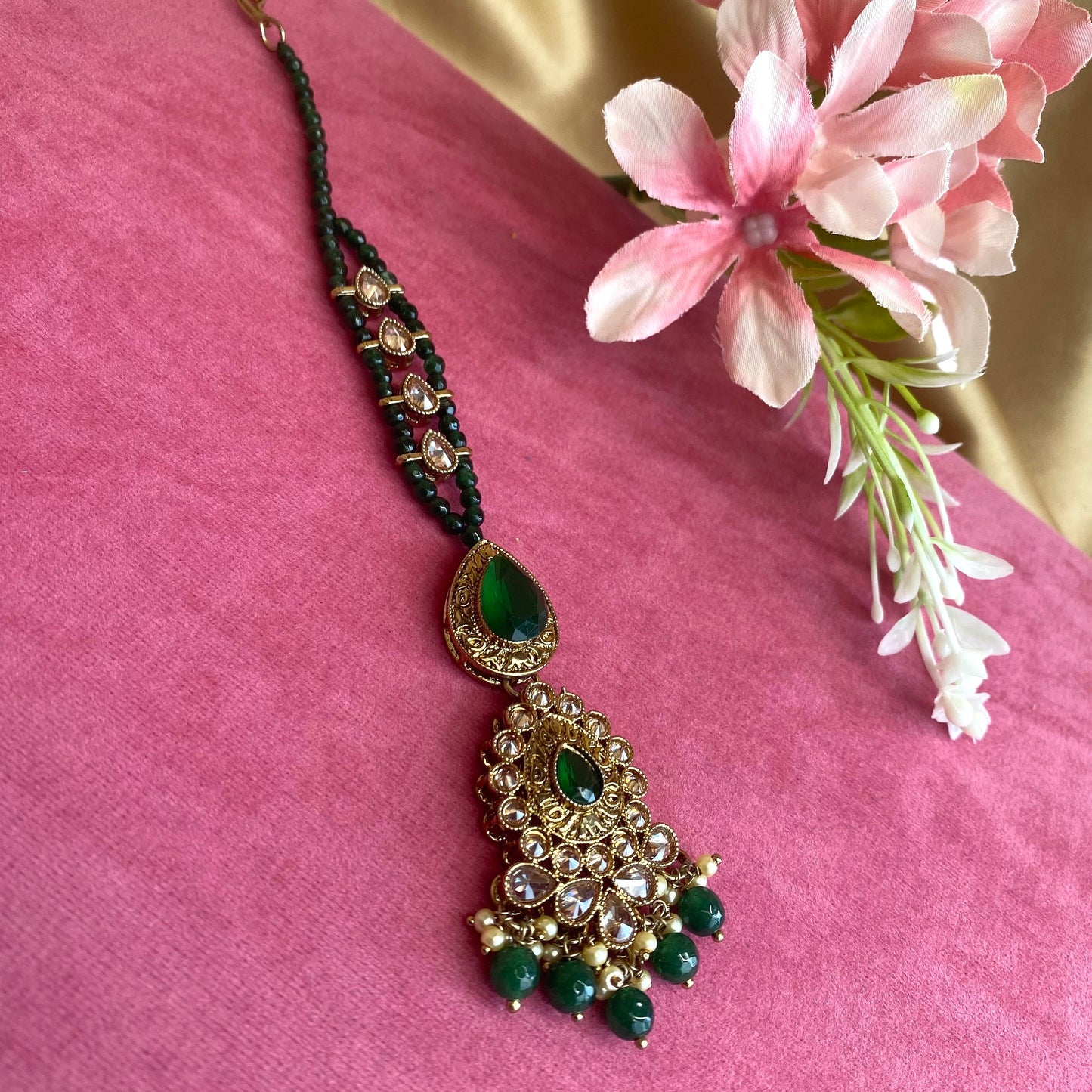 Green Tikka/ Tikli/ Indian/ Pakistani Fashion Jewellery
