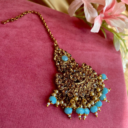 Blue Tikka/ Tikli/ Indian/ Pakistani Fashion Jewellery/ Maang Tikkas